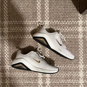 Nike White and Gold Athletic Shoes